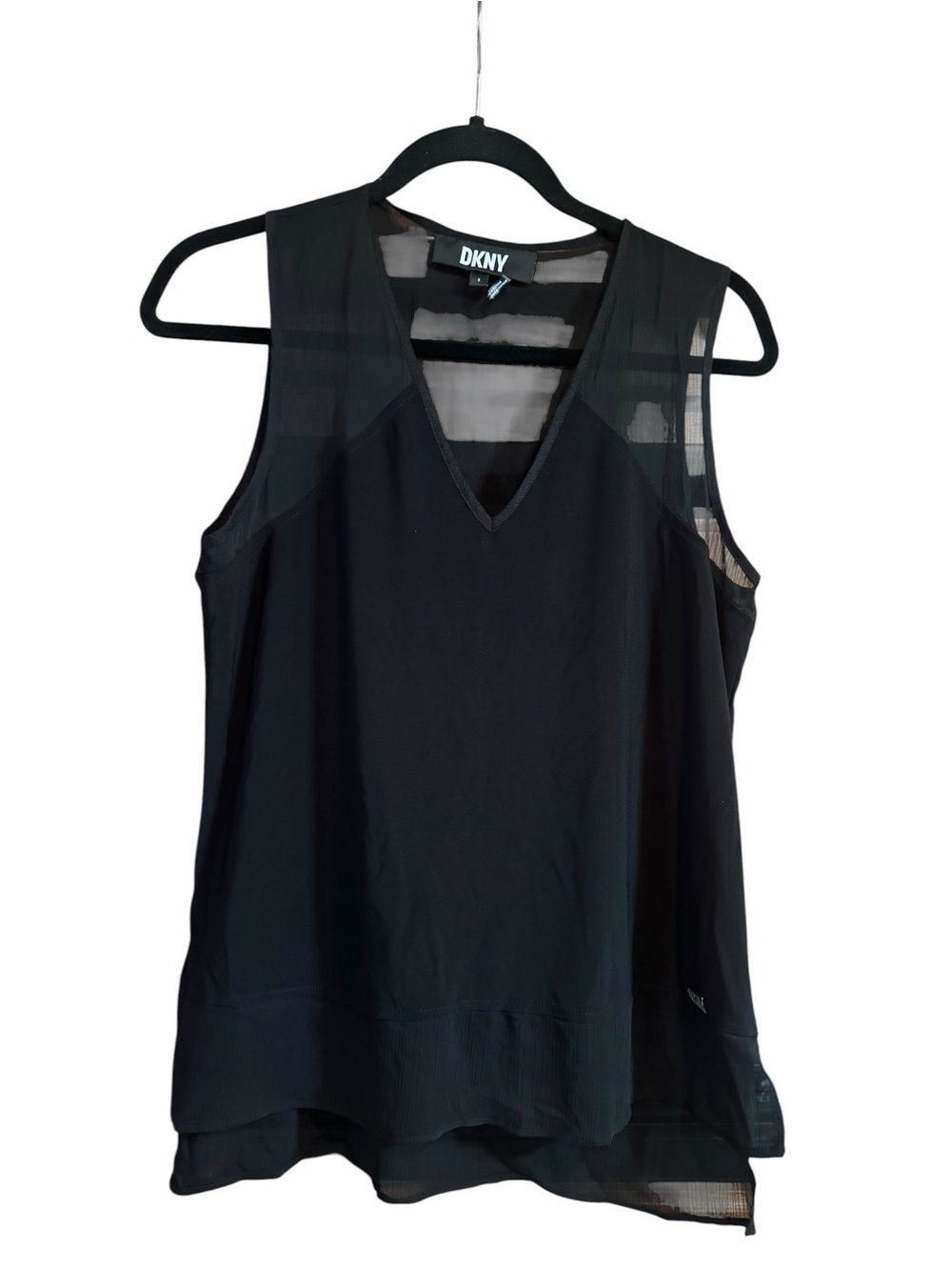 DKNY Black V-Neck Sleeveless Tank